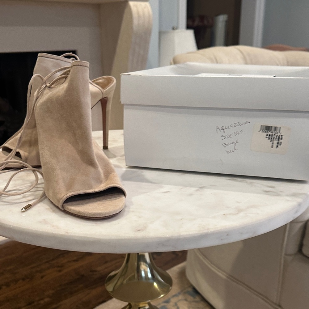 Aquazzura Beige Peep-Toe Ankle Boots
